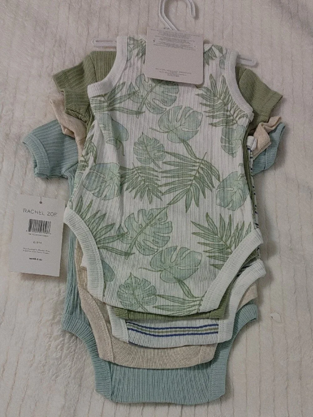 5 Pack Bodysuits Rachel Zoe Baby Ribbed Wrap One-Piece in Sage Green